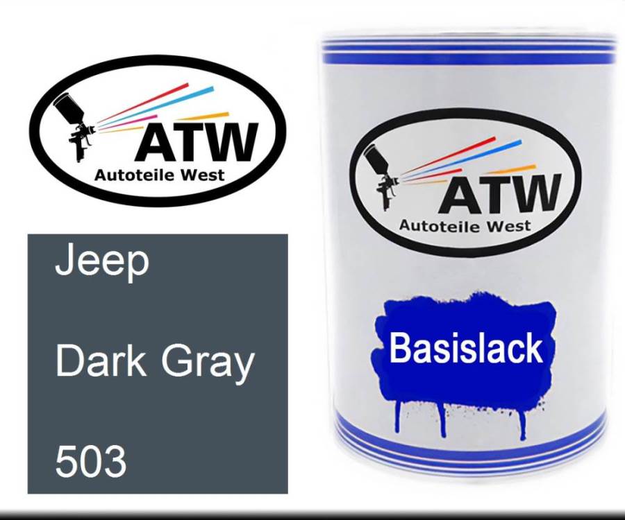 Jeep, Dark Gray, 503: 500ml Lackdose, von ATW Autoteile West.